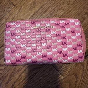 Michael Kors Pink and Gold MK Logo Wallet